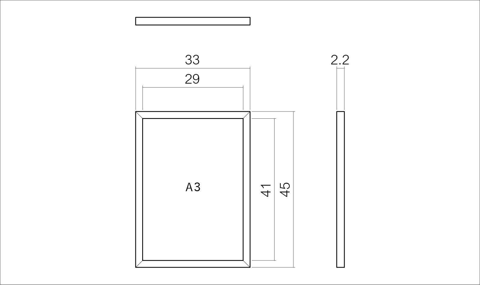 Three-view drawing/poster frame (A3 size)